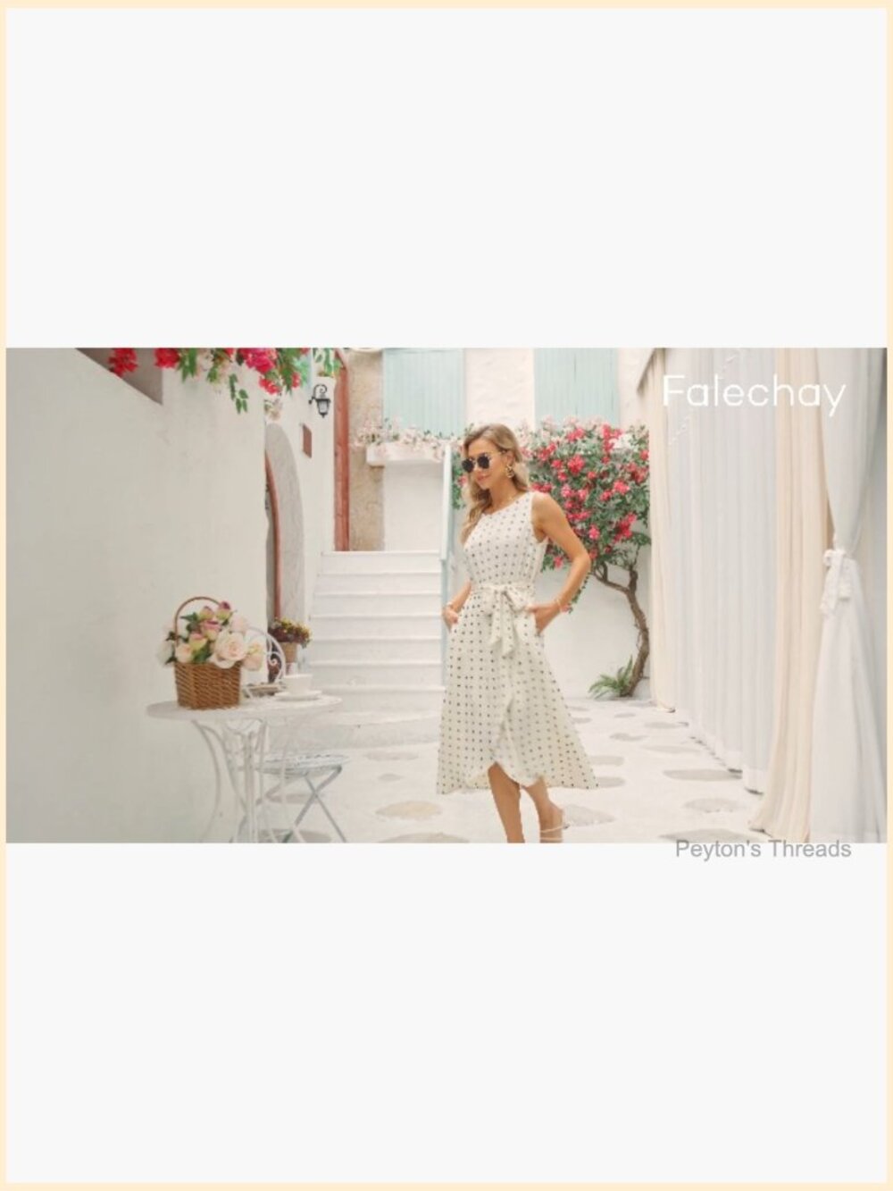 Belted Sleeveless Split Midi Dress with Pockets Crew Neck Boho Sundress - Picture 7 of 7